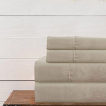 Lanester 3 Piece Polyester Twin Size Sheet Set By Casagear Home, Light Brown