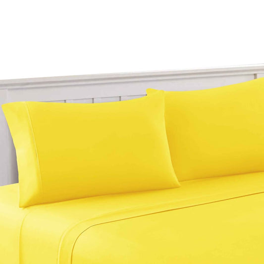 Bezons 4 Piece Queen Size Microfiber Sheet Set By Casagear Home, Yellow