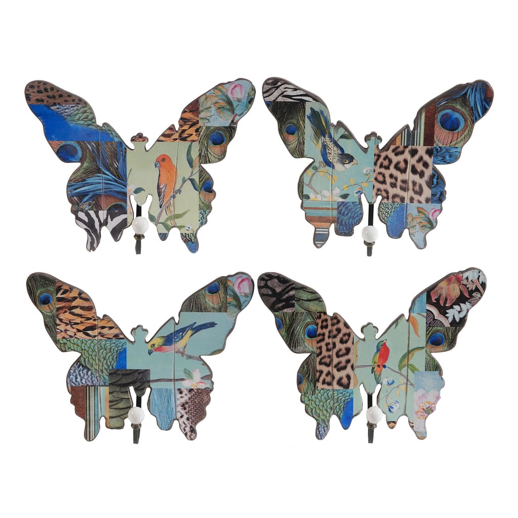 Butterfly Wall Decor with Exotic Animal Print, Set of 4, Multicolor - BM202256 By Casagear Home
