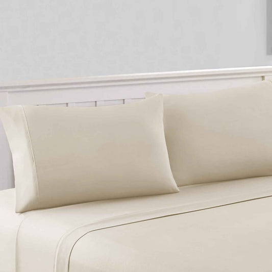 Bezons 4 Piece California King Microfiber Sheet Set with 1800 Thread Count, Cream
