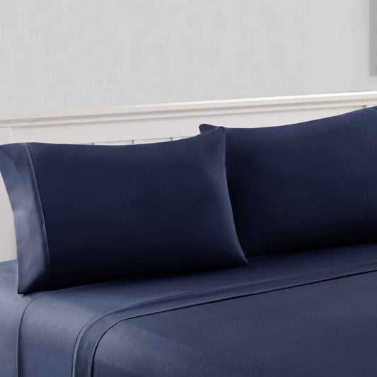 Bezons Cal King Sheet Set | 4 Piece | Microfiber | Navy Blue