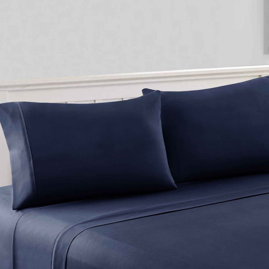 Bezons 4 Piece California King Microfiber Sheet Set with 1800 Thread Count, Navy Blue