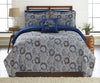 Caen 8 Piece Printed Queen Reversible Comforter Set By Casagear Home, Gray and Blue