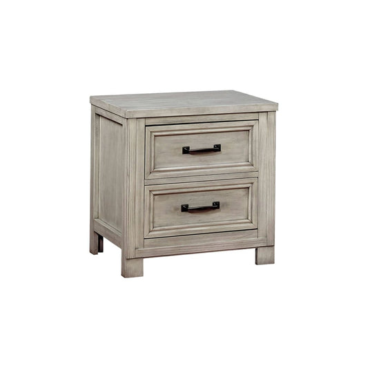 Transitional 2 Drawer Wooden Nightstand with Molded Trim,Antique white - BM203220 By Casagear Home