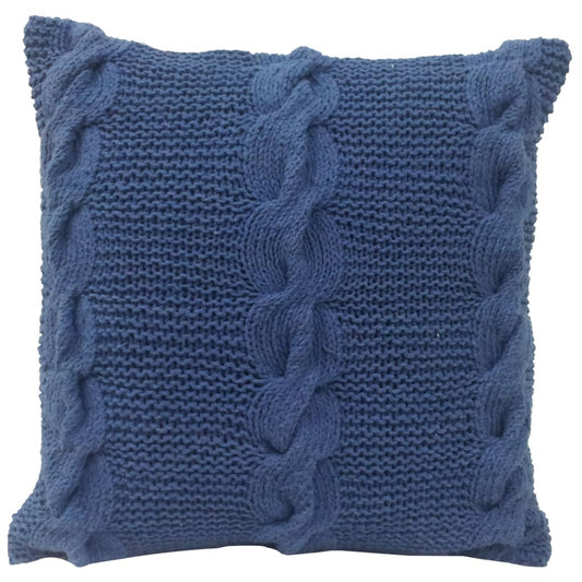 Pillow | 18 x 18 | Cable Knit Cotton | Hand Woven | Blue