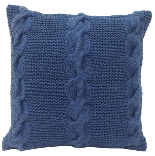 18 X 18 Inch Decorative Cable Knit Hand Woven Cotton Pillow, Set of 2, Blue - BM203489 By Casagear Home