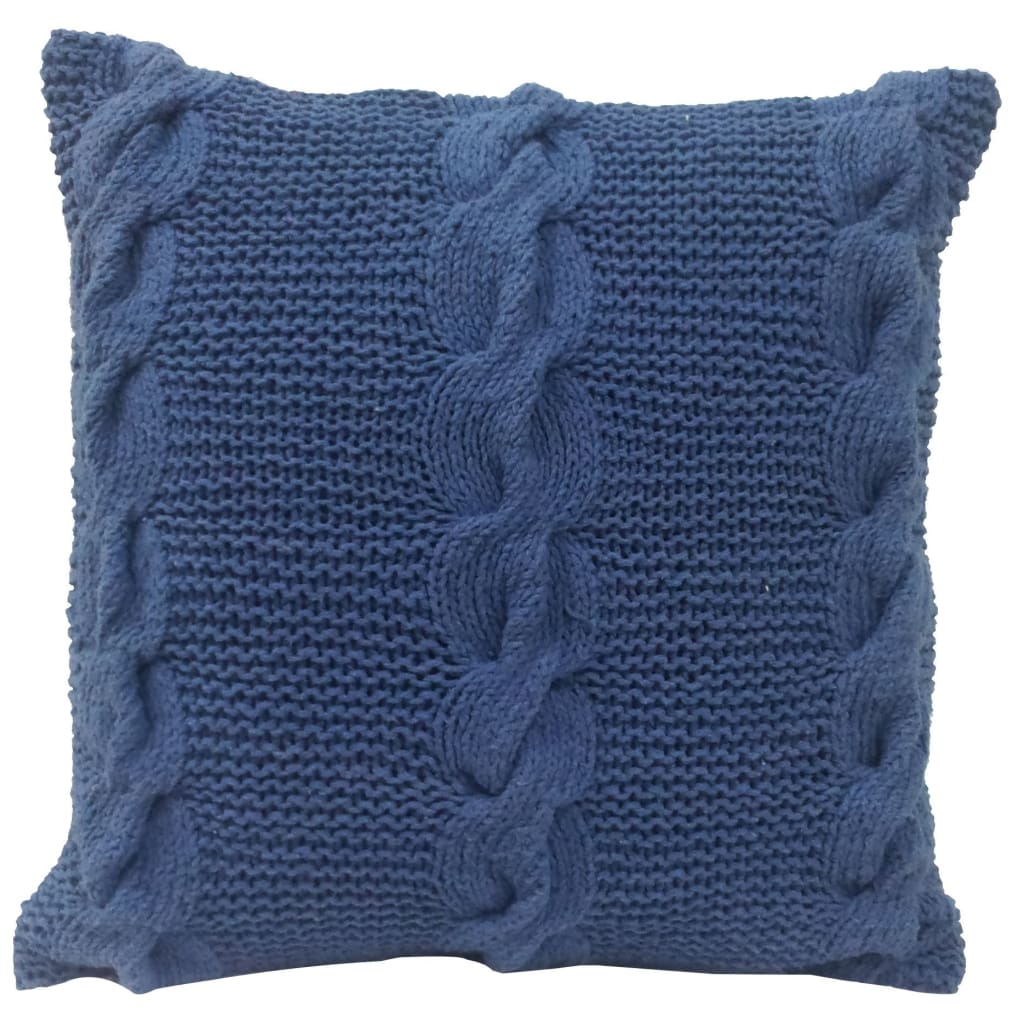 Pillow | 18 x 18 | Cable Knit Cotton | Hand Woven | Blue