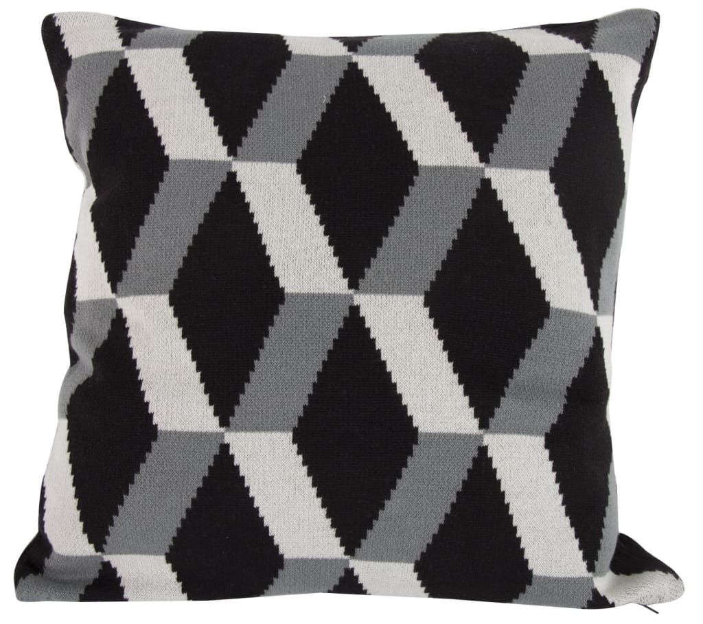 20 x 20 Inch Cashmere Pillow with Zig Zag Pattern, Set of 2, Black and Gray - BM203517 By Casagear Home