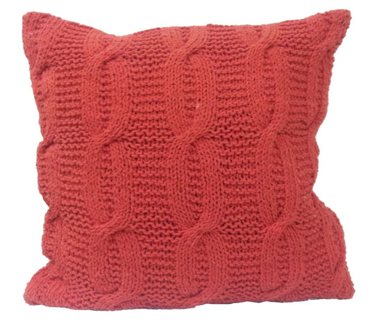 18 X 18 Inch Cotton Cable Knit Pillow with Twisted Details, Set of 2, Orange - BM203523 By Casagear Home