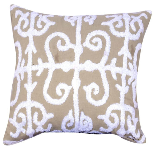 Pillow | 20 x 16 | Cotton | Vermicular Pattern | Brown & White