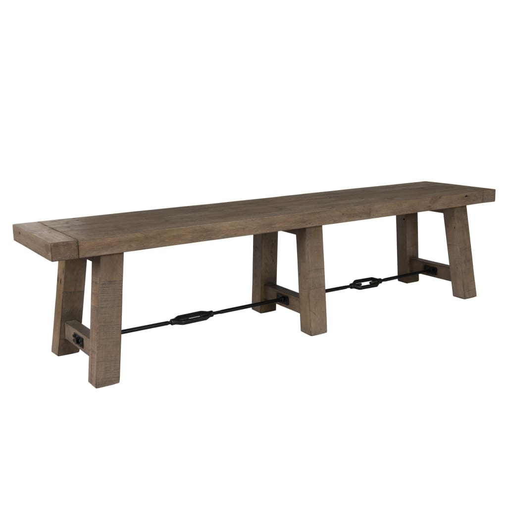 Handcrafted Reclaimed Wood Dining Bench with Grains, Distressed Gray - BM203606 By Casagear Home