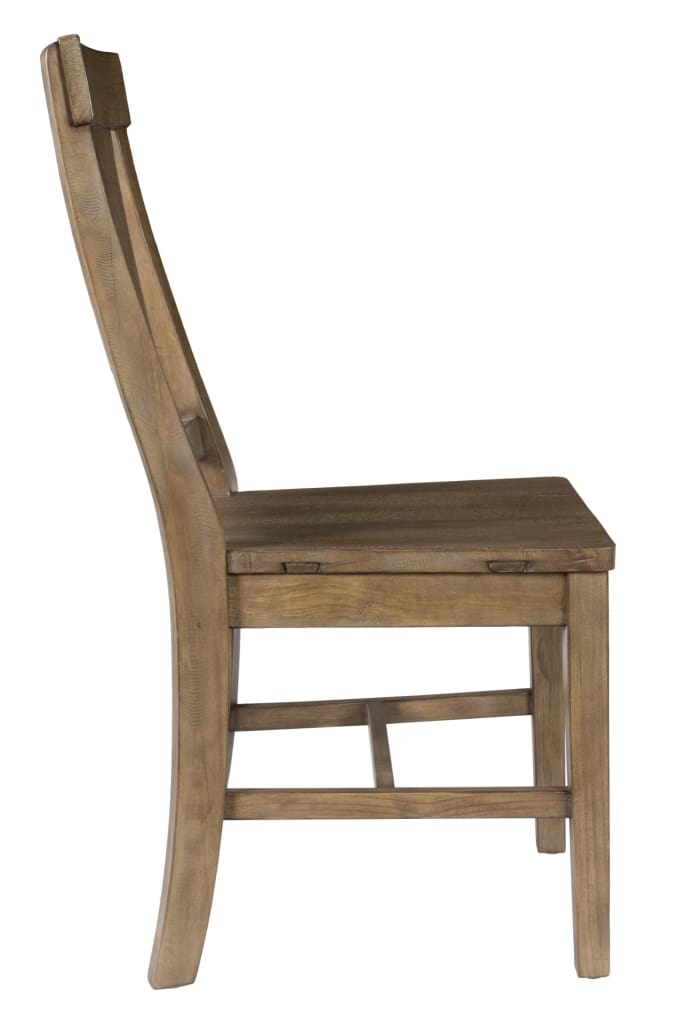 Reclaimed Wood Dining Chair with Fiddle Back Set of 2 Distressed Gray - BM203607 BM203607