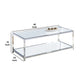 Glass Top Metal Coffee Table with Open Bottom Shelf Silver and Clear - BM203952 By Casagear Home BM203952