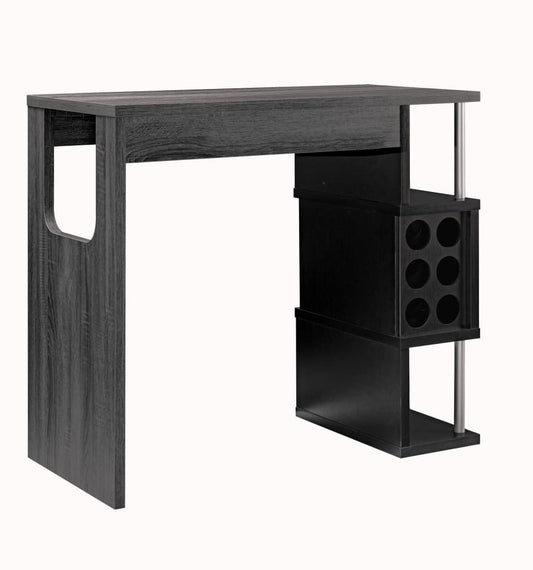 Transitional Style Wooden Bar Table with 3 Tier Side Shelves, Gray by Casagear Home