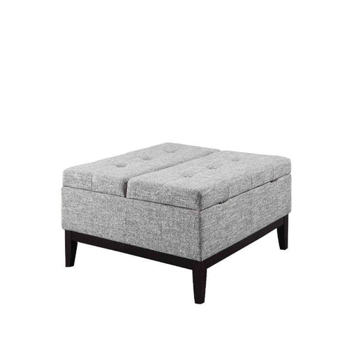 Storage Coffee Table | Square | Tufted | Fabric | Black & Gray