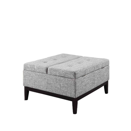 Storage Coffee Table | Square | Tufted | Fabric | Black & Gray
