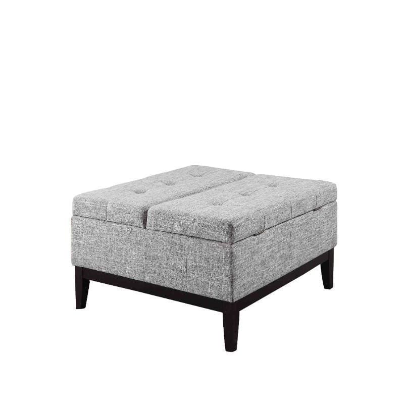 Storage Coffee Table | Square | Tufted | Fabric | Black & Gray