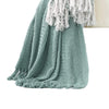 Latina Cotton Throw with Decorative Fringe Set of 2 Aqua Blue BM204218