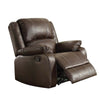 Leather Upholstered Metal Rocker Reclining Chair, Brown - BM204345 By Casagear Home
