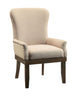 Armchair | Wood | Wing Back | Nailhead Trim | Beige & Brown