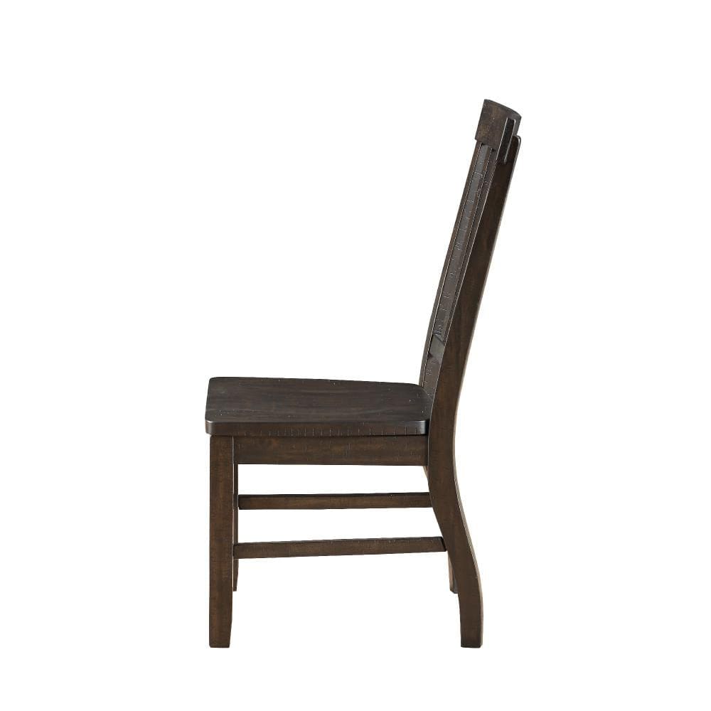 Wooden Dining Side Chairs with Slated Style Back Set of Two Brown - BM204355 By Casagear Home BM204355