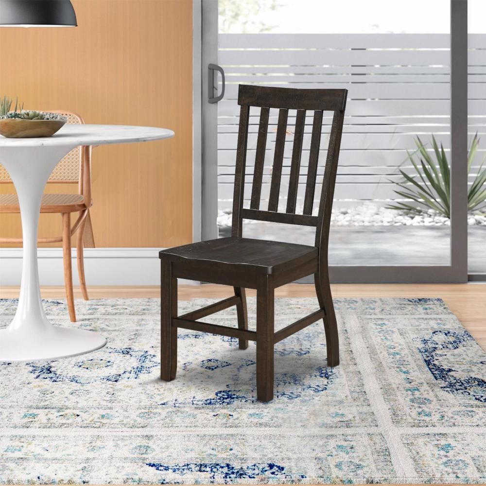 Dining Chair | Slated Back | Wood | Set of 2 | Brown