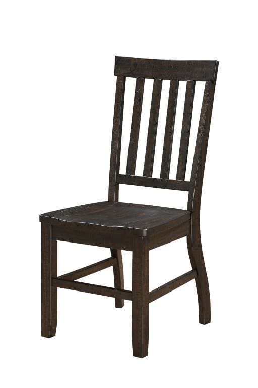 Wooden Dining Side Chairs with Slated Style Back, Set of Two, Brown - BM204355 By Casagear Home