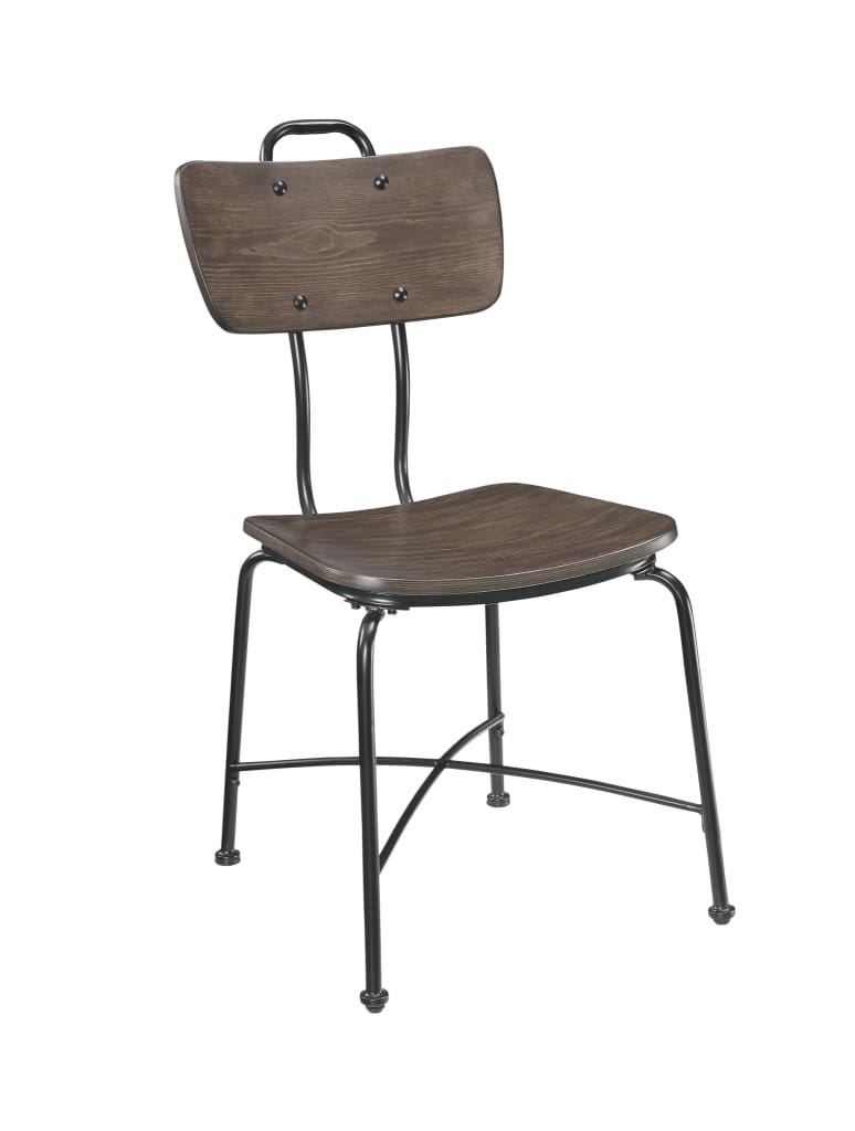Wood and Metal Dining Side Chairs, Set of Two, Brown and Black - BM204365 By Casagear Home