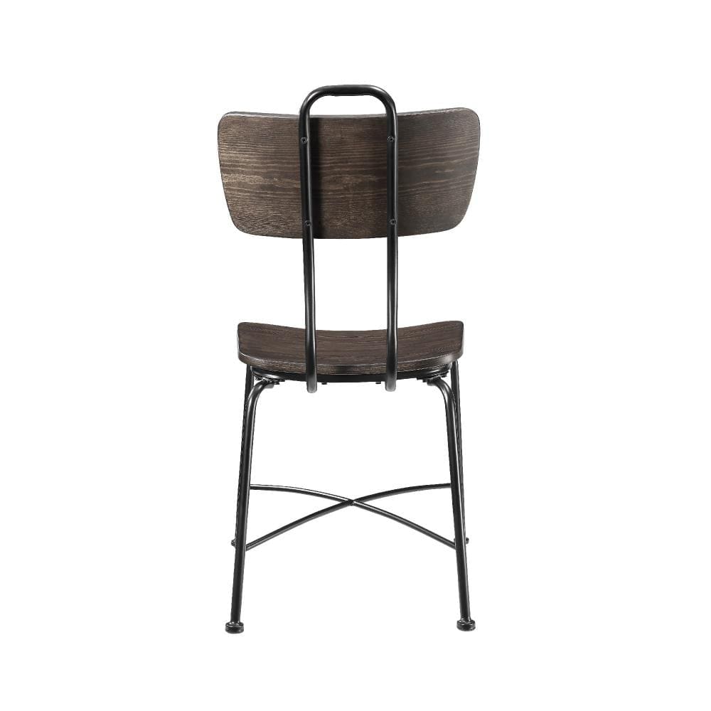 Wood and Metal Dining Side Chairs Set of Two Brown and Black - BM204365 By Casagear Home BM204365