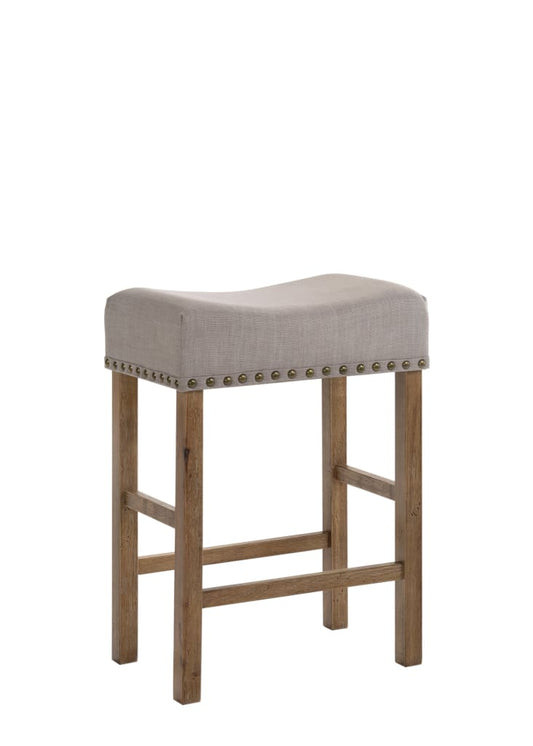 Fabric Upholstered Wooden Counter Height Stool,Set of 2,Brown and Gray - BM204368 By Casagear Home