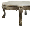 Handcrafted Wooden Coffee Table with Engravings,Antique White and Gold By Casagear Home BM204465
