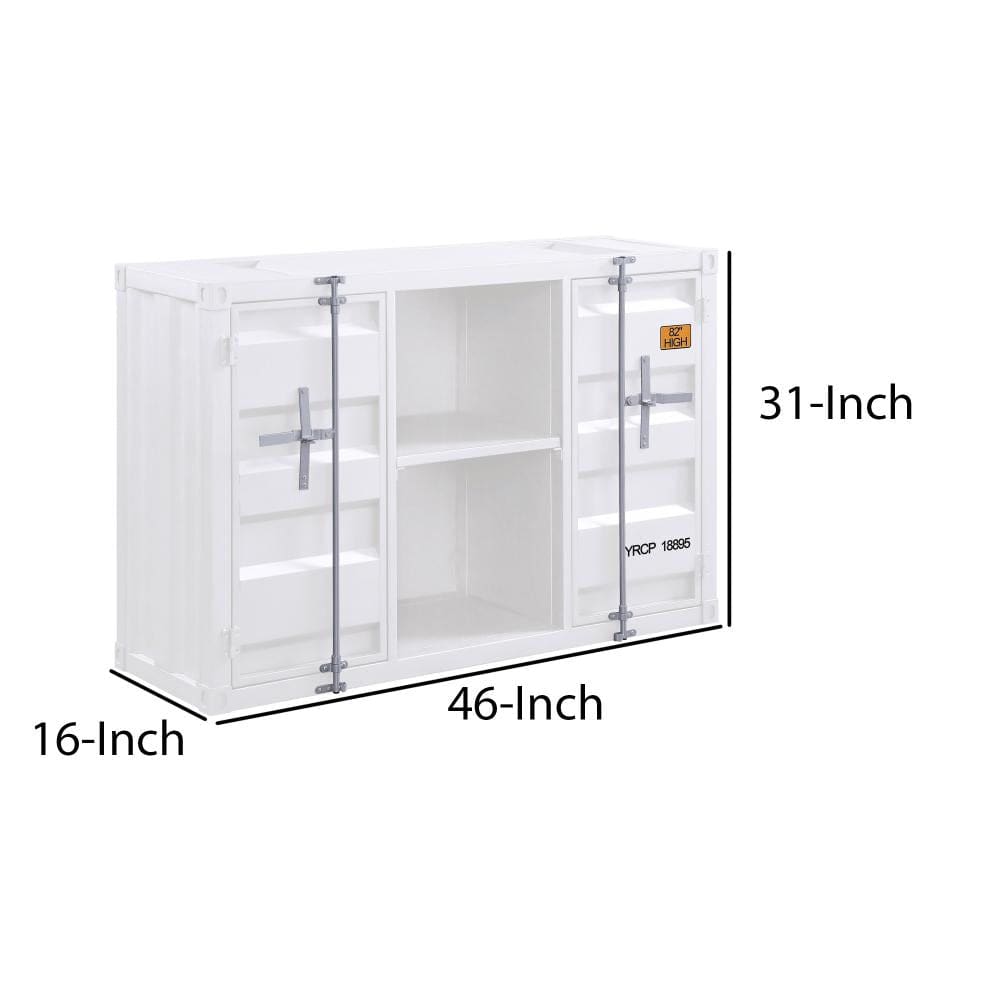 Industrial Metal Server with 2 Door Cabinet and 2 Open Shelves White - BM204486 By Casagear Home BM204486
