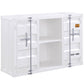 Industrial Metal Server with 2 Door Cabinet and 2 Open Shelves, White - BM204486 By Casagear Home