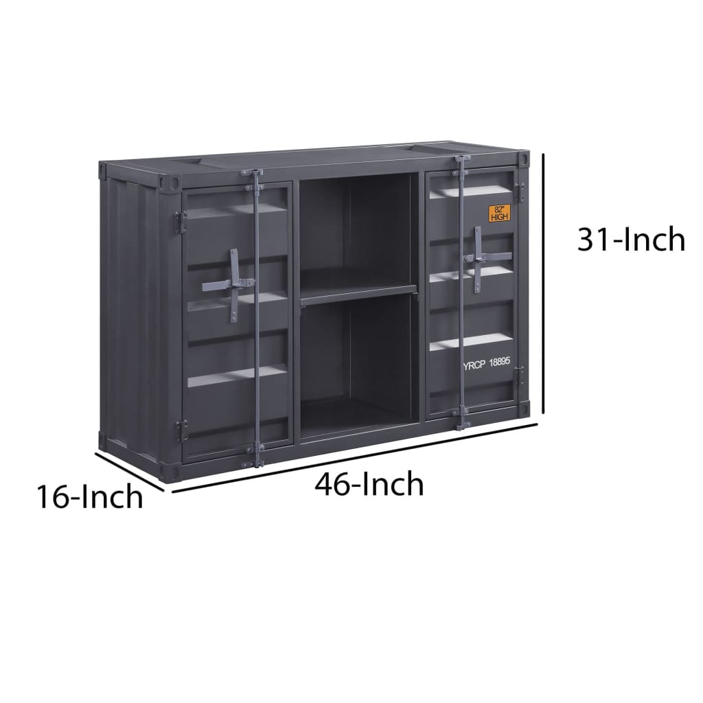 Industrial Metal Server with 2 Door Cabinet and 2 Open Shelves Gray - BM204491 By Casagear Home BM204491