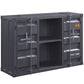 Industrial Metal Server with 2 Door Cabinet and 2 Open Shelves, Gray - BM204491 By Casagear Home