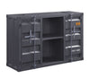 Industrial Metal Server with 2 Door Cabinet and 2 Open Shelves, Gray - BM204491 By Casagear Home