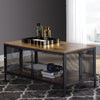 Coffee Table | Metal | Bottom Shelf | Mesh Design | Brown & Gray