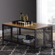 Coffee Table | Metal | Bottom Shelf | Mesh Design | Brown & Gray