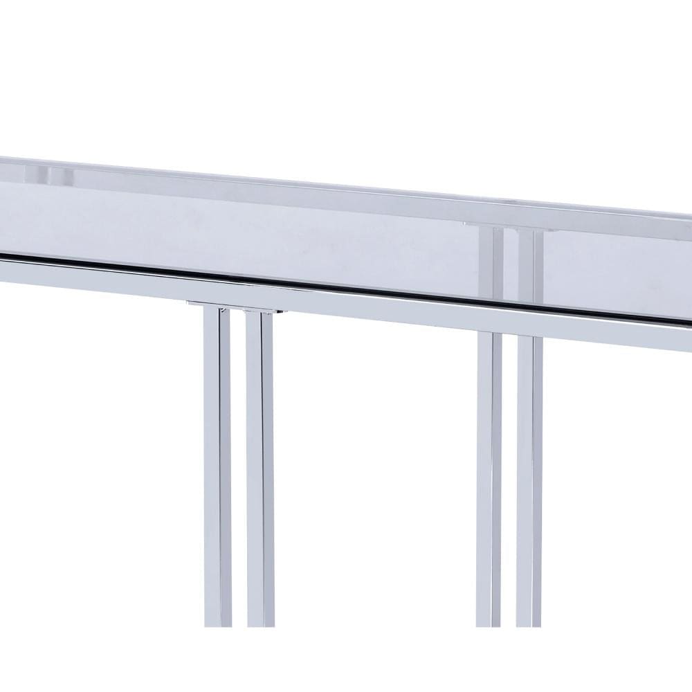 Glass Top Metal Sofa Table with Marble Bottom shelf Silver and Clear - BM204499 By Casagear Home BM204499
