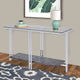Sofa Table | Glass Top | Marble Bottom Shelf | Silver & Clear
