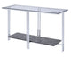 Glass Top Metal Sofa Table with Marble Bottom shelf, Silver and Clear - BM204499 By Casagear Home