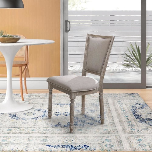 Dining Chair | Wood | Fabric Seat | Set of 2 | Gray & Brown