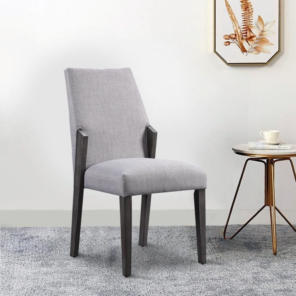 Dining Chair | Wood & Fabric | Set of 2 | Gray & Black