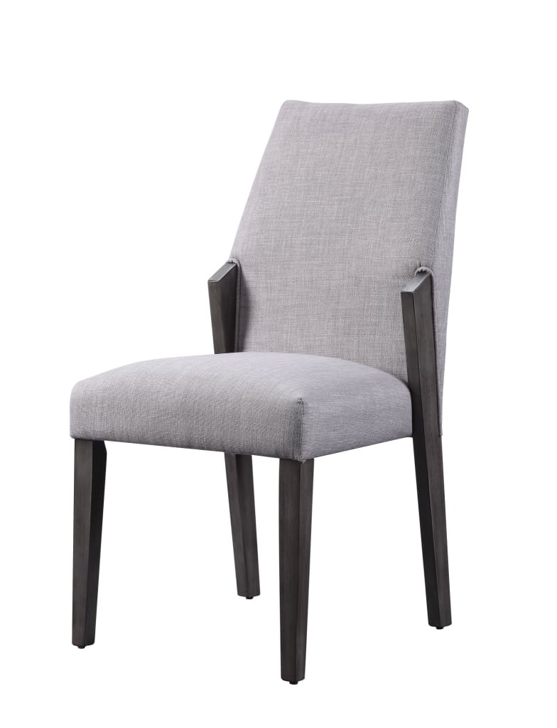 Wood and fabric Upholstered Dining Chairs, Set of 2, Gray and Black - BM204541 By Casagear Home