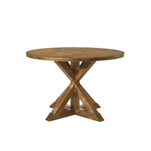 Dining Table | Round | Pedestal Base | Weathered Oak Brown