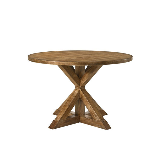 Dining Table | Round | Pedestal Base | Weathered Oak Brown
