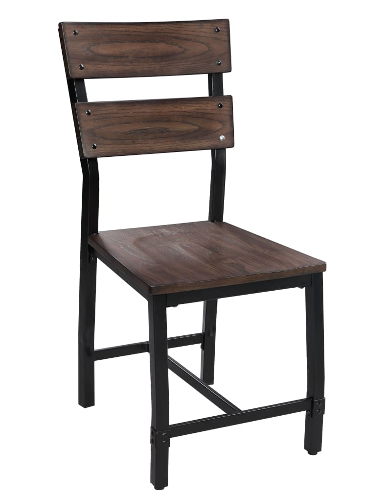 Wood and Metal Dining Side Chairs, Set of 2, Brown and Black - BM204546 By Casagear Home