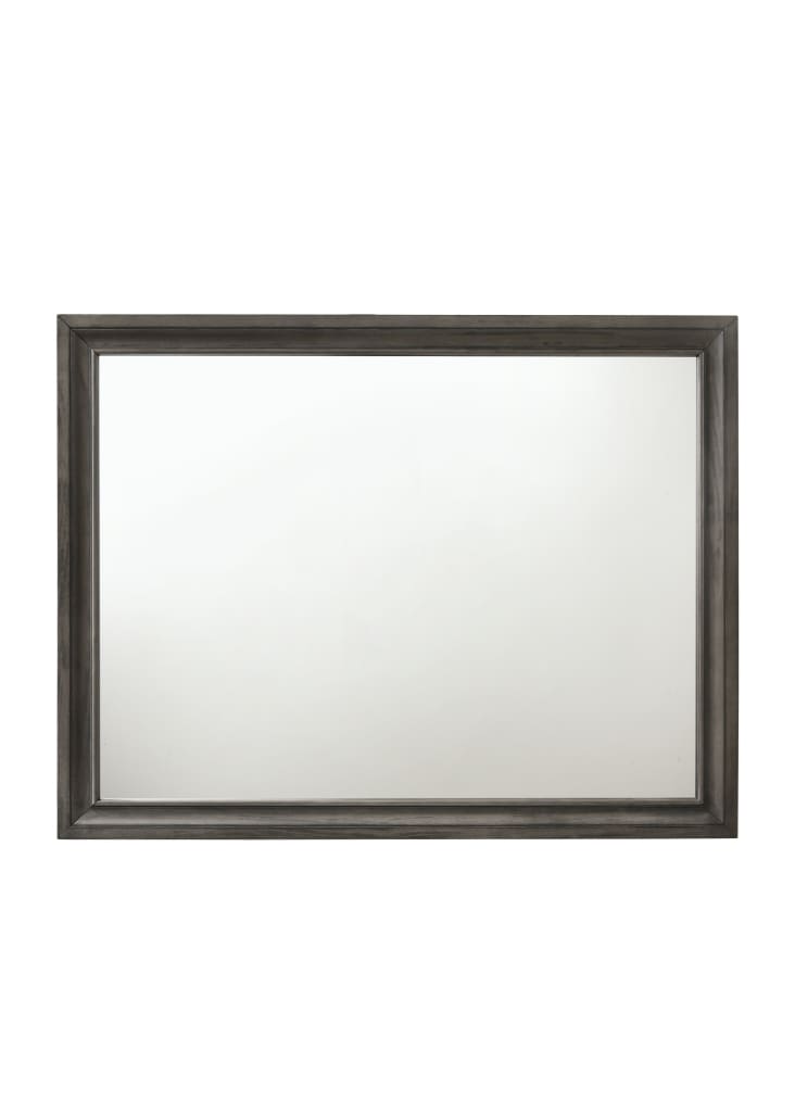 Transitional Style Wooden Decorative Mirror with Beveled Edges, Gray - BM204562 By Casagear Home