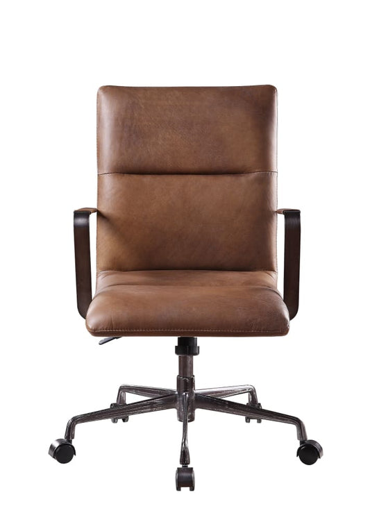 5 Star Base Faux Leather Upholstered Wooden Office Chair , Brown - BM204585 By Casagear Home