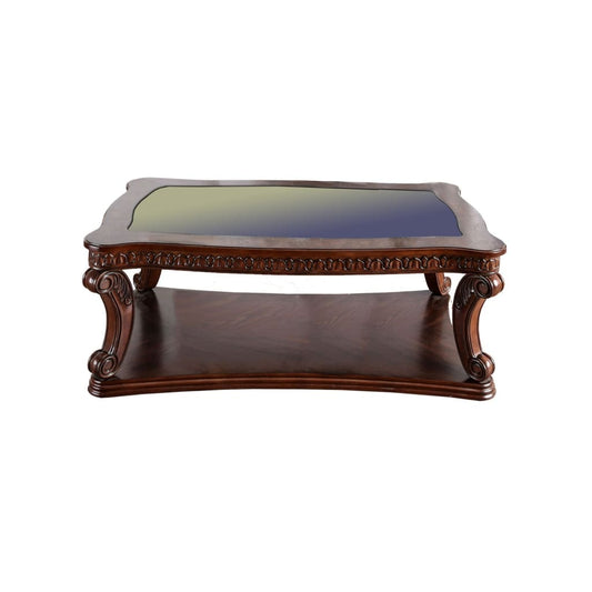 Traditional Coffee Table with Cabriole Legs and Wooden Carving, Brown - BM205329 By Casagear Home